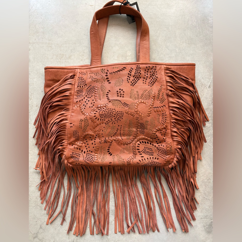 Frye Vivian Fringed Leather Tote Bag - Picture 2 of 16